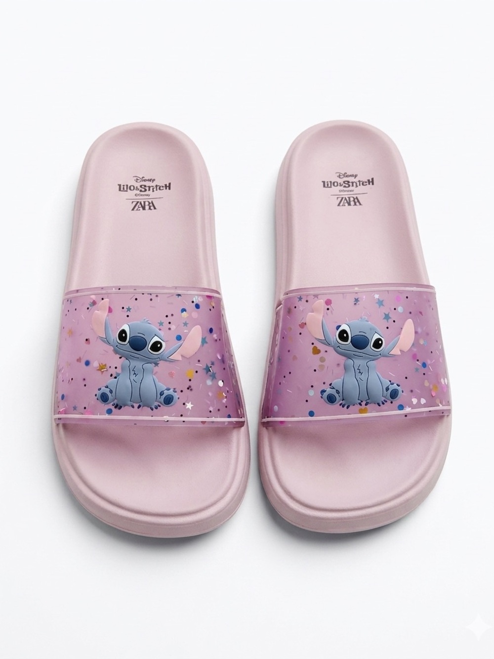 Zara Kids Light Pink Stitch Slide Sandals